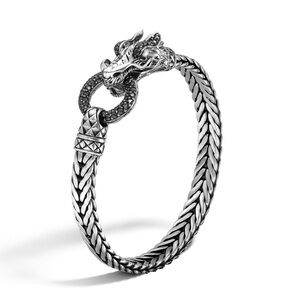 John Hardy Naga Silver Dragon Head Bracelet. Black sapphires. Like new.